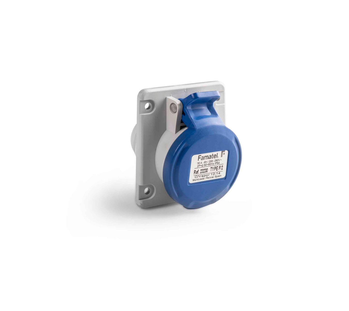 Famatel Angled Flush Panel Sockets 16A 3 Pole IP67 in Pakistan