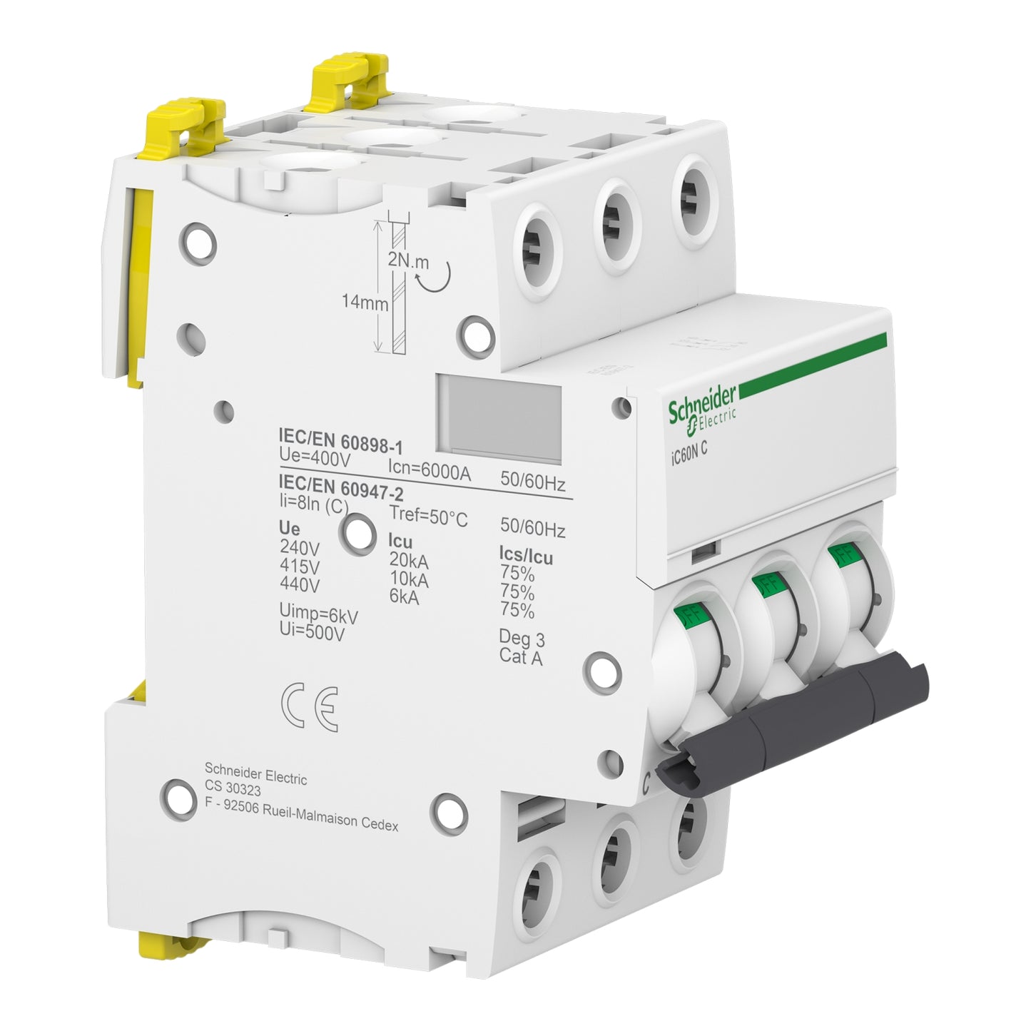 Schneider Electric Miniature Circuit Breaker Acti9 iC60N C Curve 3P 6 & 10 Amps 10 kA in Pakistan