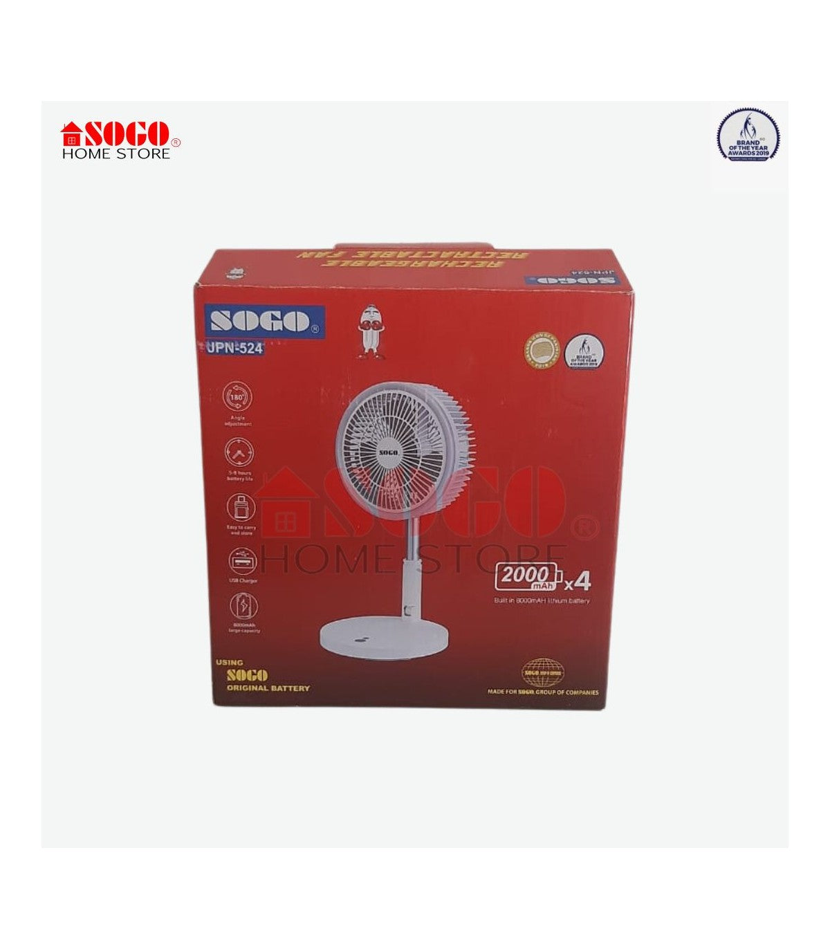 Sogo Rechargeable Table Fan JPN 524 Height Adjustable in Pakistan