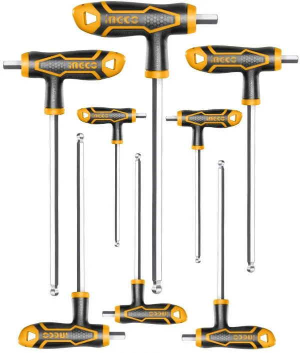 T Handle Ball Point Hex Wrench 8 Pcs Set CRV Quick Release Ingco in Pakistan