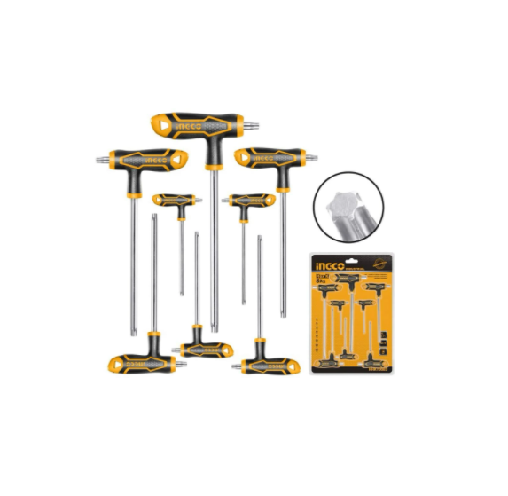 T Handle Ball Point Hex Wrench 8 Pcs Set CRV Quick Release Ingco in Pakistan