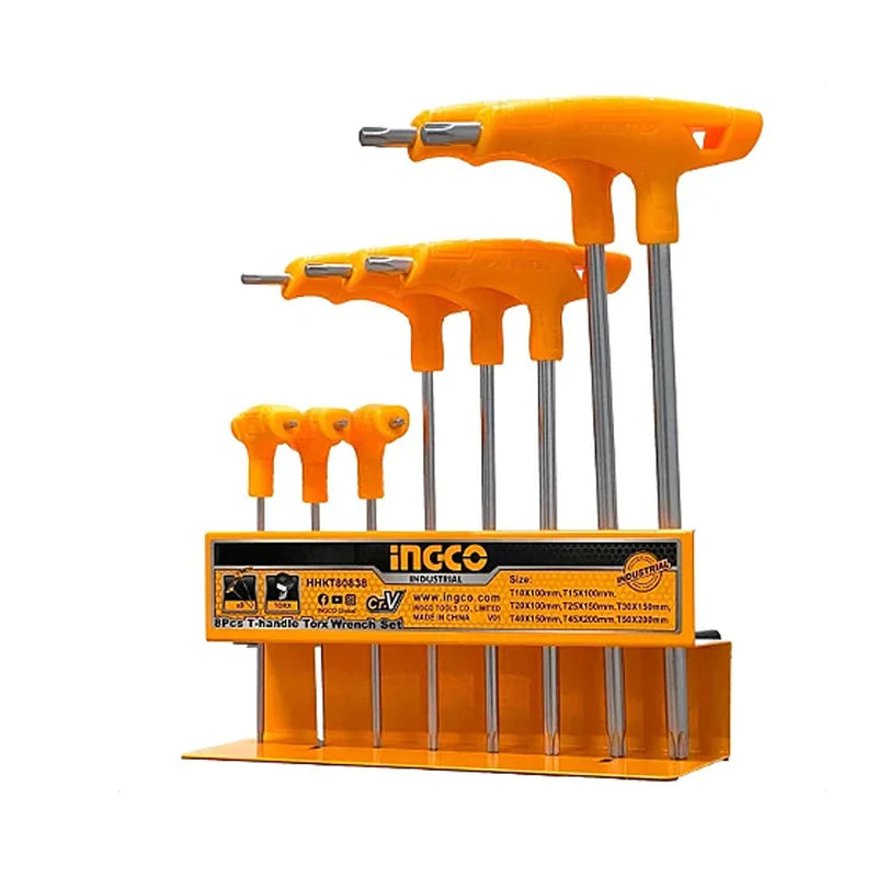 T Handle Torx Wrench 8 Pcs Set CRV Quick Release Ingco in Pakistan