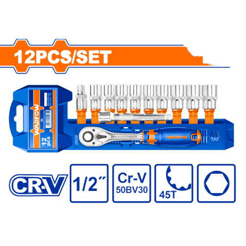 Socket Set 12 Pcs CRV Quick Release Wadfow in Pakistan