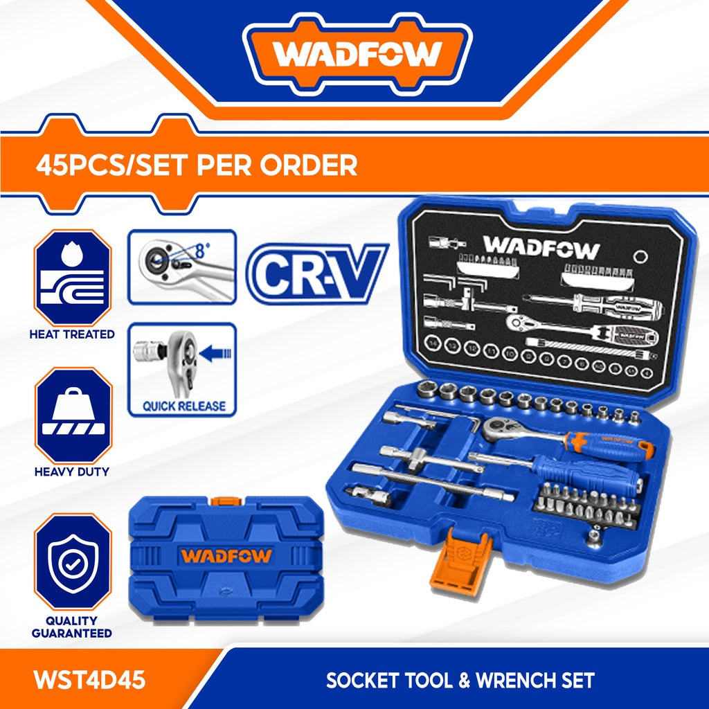 Socket Set 45 Pcs Set CRV Quick Release Wadfow in Pakistan