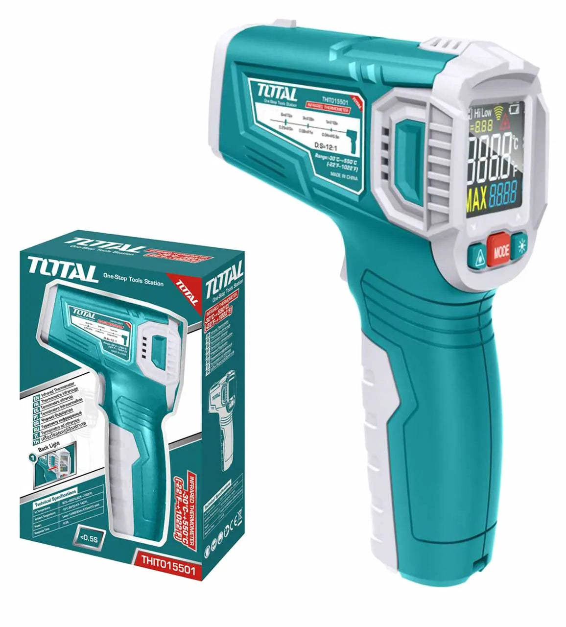 Total Infrared Thermometer -30°C 550°C Color Display Screen Industrial Heavy Duty in Pakistan