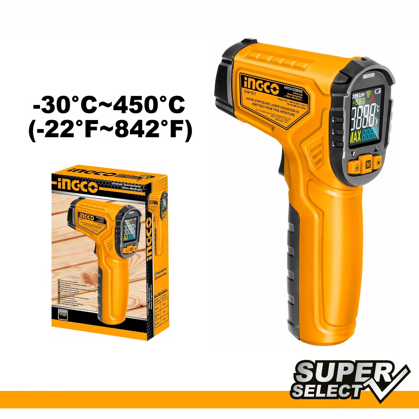 Infrared Thermometer -30 + 450 C Heavy Duty Ingco in Pakistan