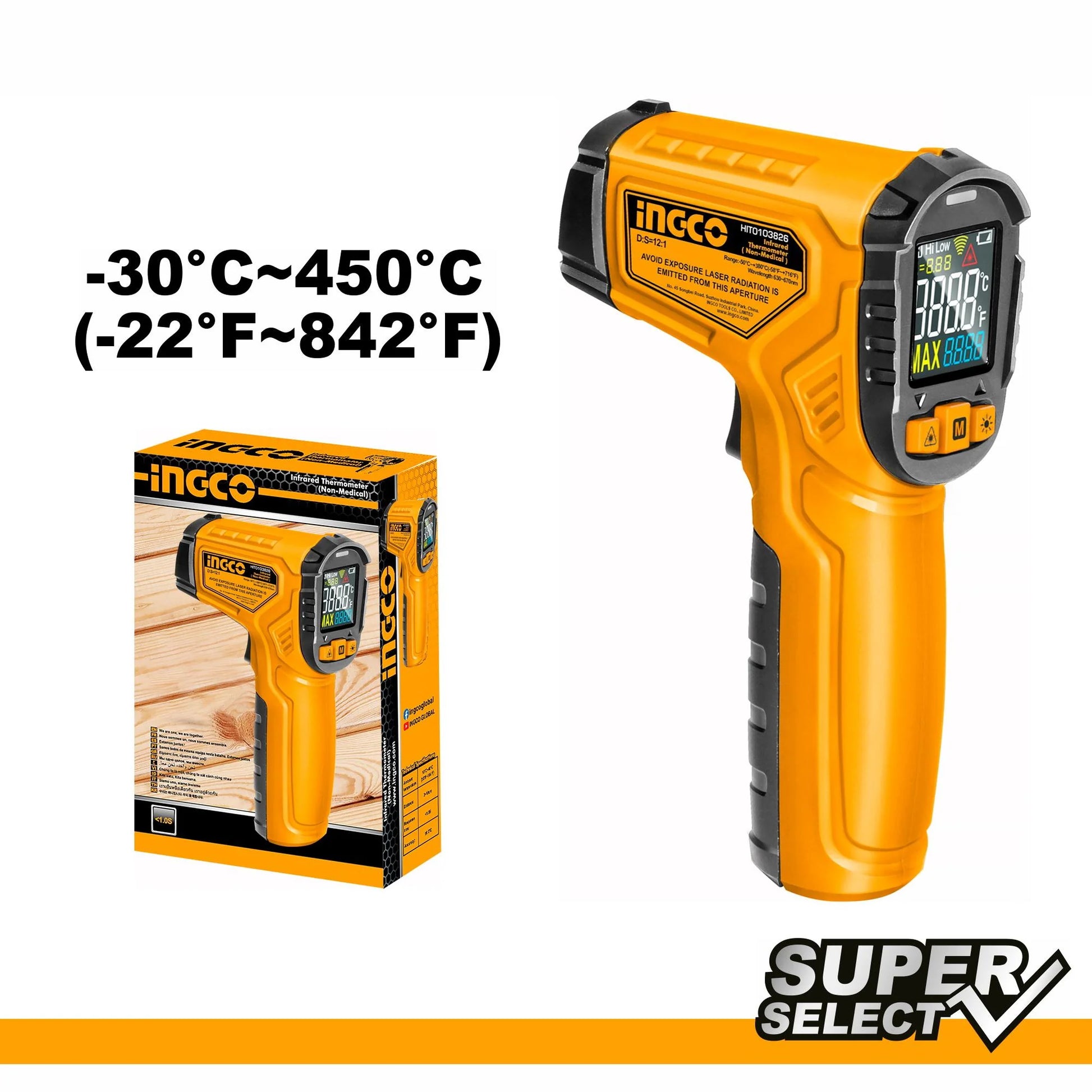 Infrared Thermometer -30 + 450 C Heavy Duty Ingco in Pakistan