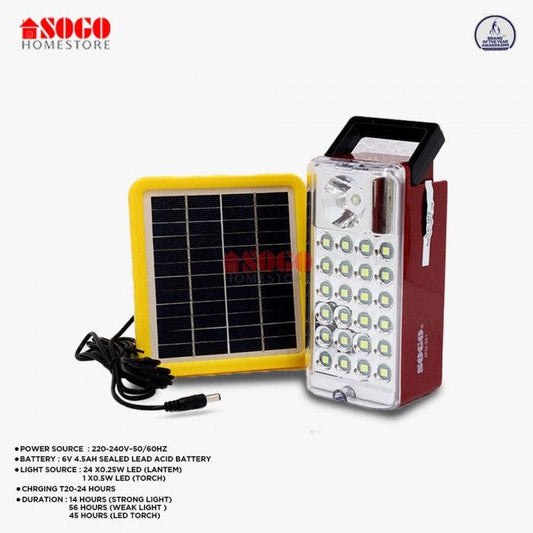 Sogo Rechargeable Emergency Led Lantern Light With Solar Panel Set JPN 301 in Pakistan - Pakistan Power Tool