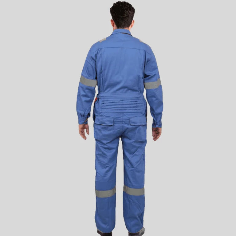 Industrial Uniform Six Functional Pockets Cotton Coverall Sky Blue Red 100 Percent Cotton Comfortable Light Weight in Pakistan