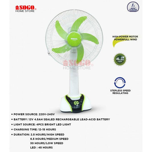 Sogo Rechargeable Table Desk Fan JPN 631 in Pakistan - Pakistan Power Tool