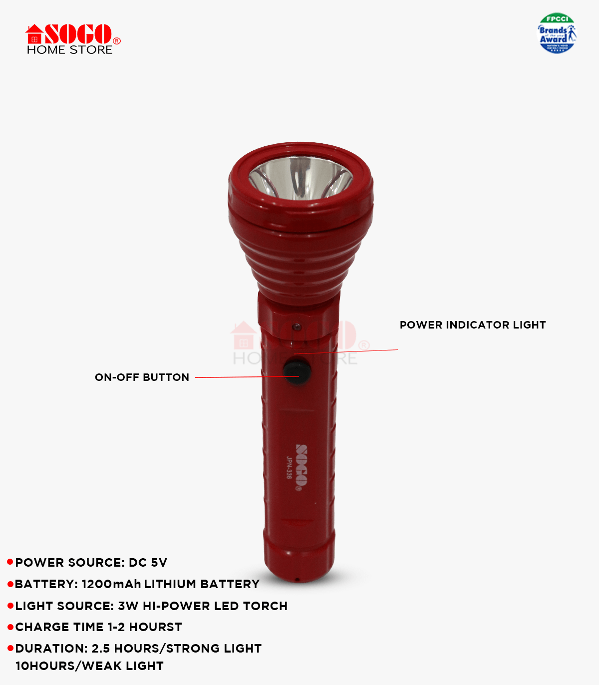 Sogo Rechargeable Torch Light Sogo JPN 336 in Pakistan - Pakistan Power Tool