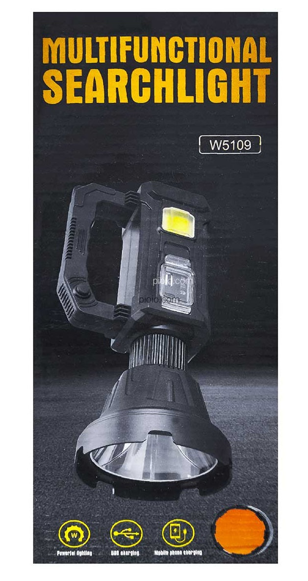 Multi Function Rechargeable Torch Light Color Red Yellow Blue White Handy Heavy Duty in Pakistan