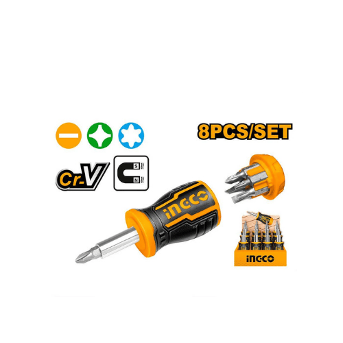 Screwdriver Set 8 IN 1 Stubby Ratchet  Ingco in Pakistan