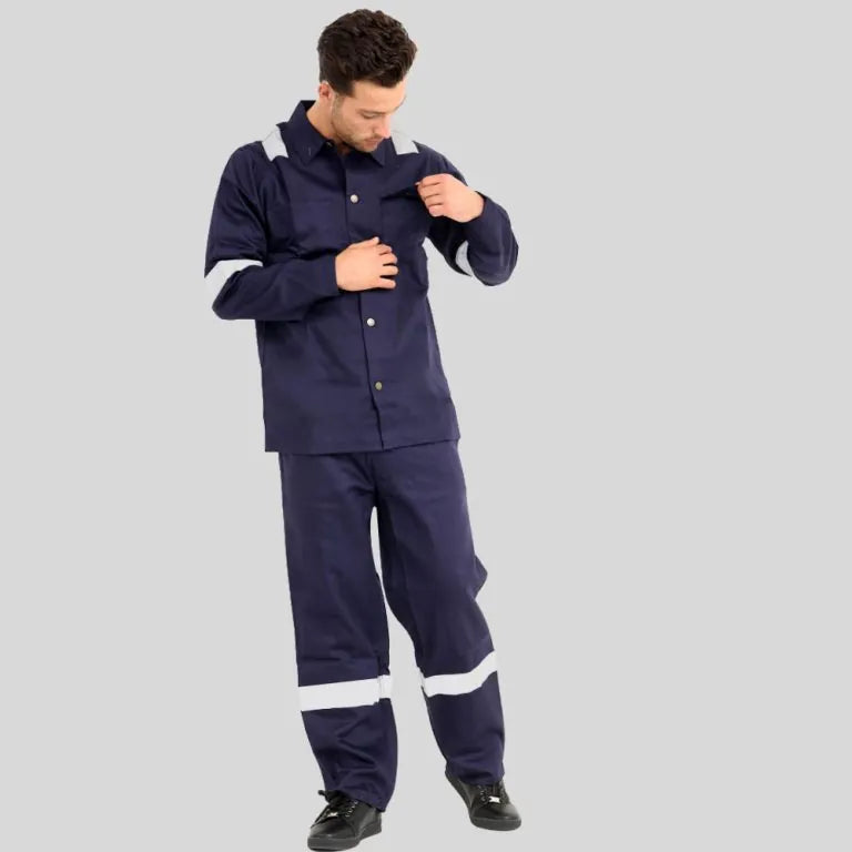 Fire Retardant Industrial Uniform Pant Shirt Royal Blue 100 Percent Cotton Double Stitched Multiple Functional Pockets in Pakistan