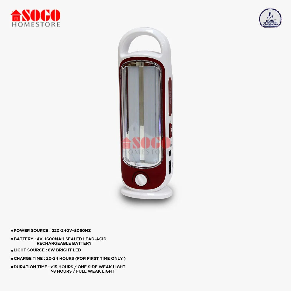 Sogo Rechargeable Light JPN 264 AC Cable Charge Option in Pakistan