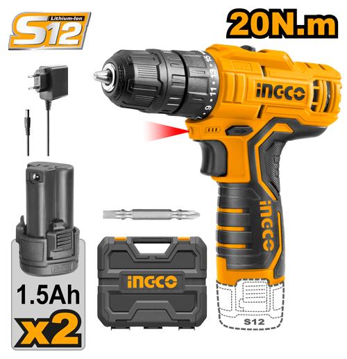 Ingco Lithium Ion Cordless Drill 12V 1500 rpm 2 pcs Battery Pack  Heavy Duty in Pakistan