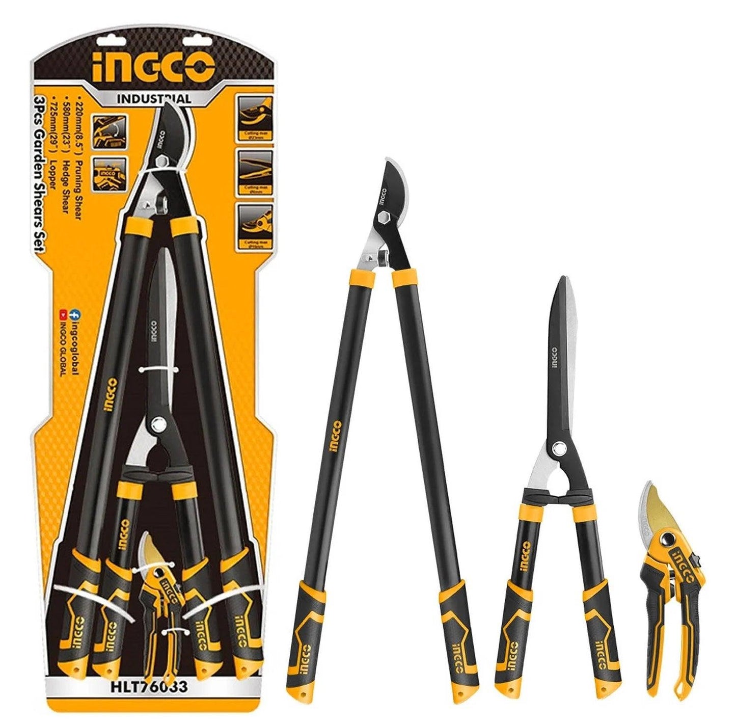 3pcs Garden Shears Set Ingco HLT76033 Pruning Hedge ShearsLopper in Pakistan - Pakistan Power Tool 
