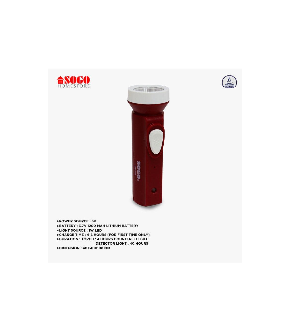 Sogo Rechargeable Torch Light Currency checker 1w Sogo JPN 306 in Pakistan - Pakistan Power Tool 