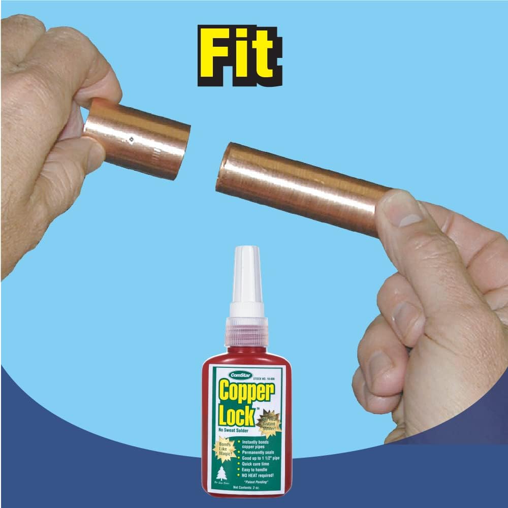 Thread Lock Copper ComStar Copper Lock 2 Ounces No Heat Solder Copper Brass Pipes Refrige ...