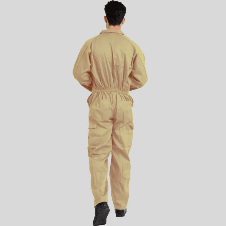 Economical Low Price Industrial Coverall Uniform Without Tape Beige 100 Percent Cotton 200 GSM in Pakistan