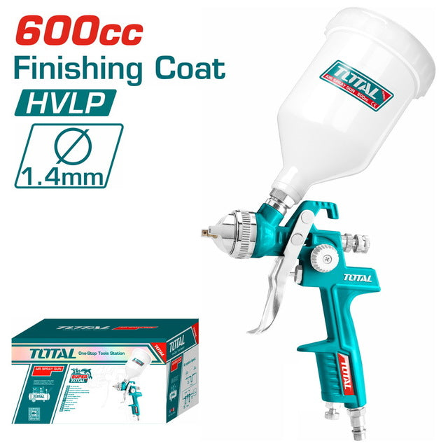 Total HVLP Air Spray Gun Finishing Coat Paint Capacity 600 cc Standard Nozzle 1.4 mm Heavy Duty in Pakistan