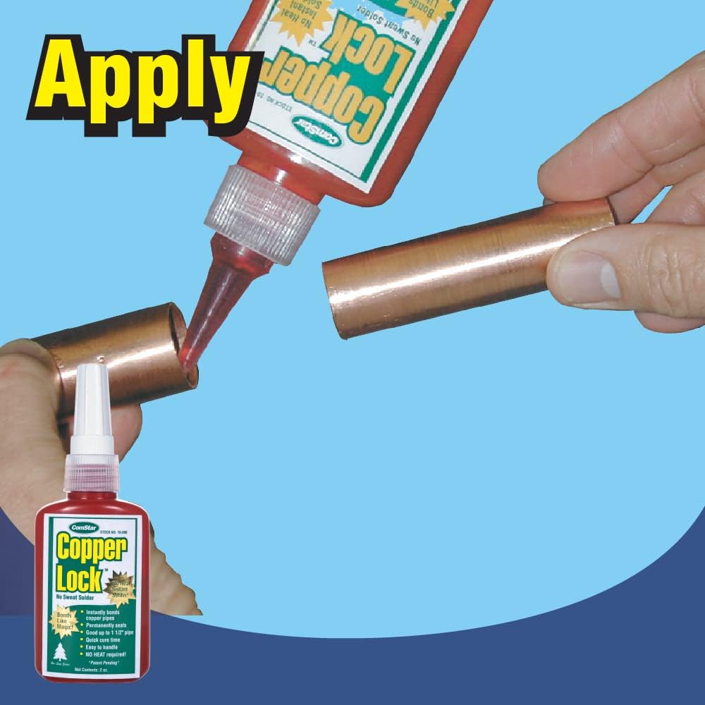 Thread Lock Copper ComStar Copper Lock 2 Ounces No Heat Solder Copper Brass Pipes Refrige ...