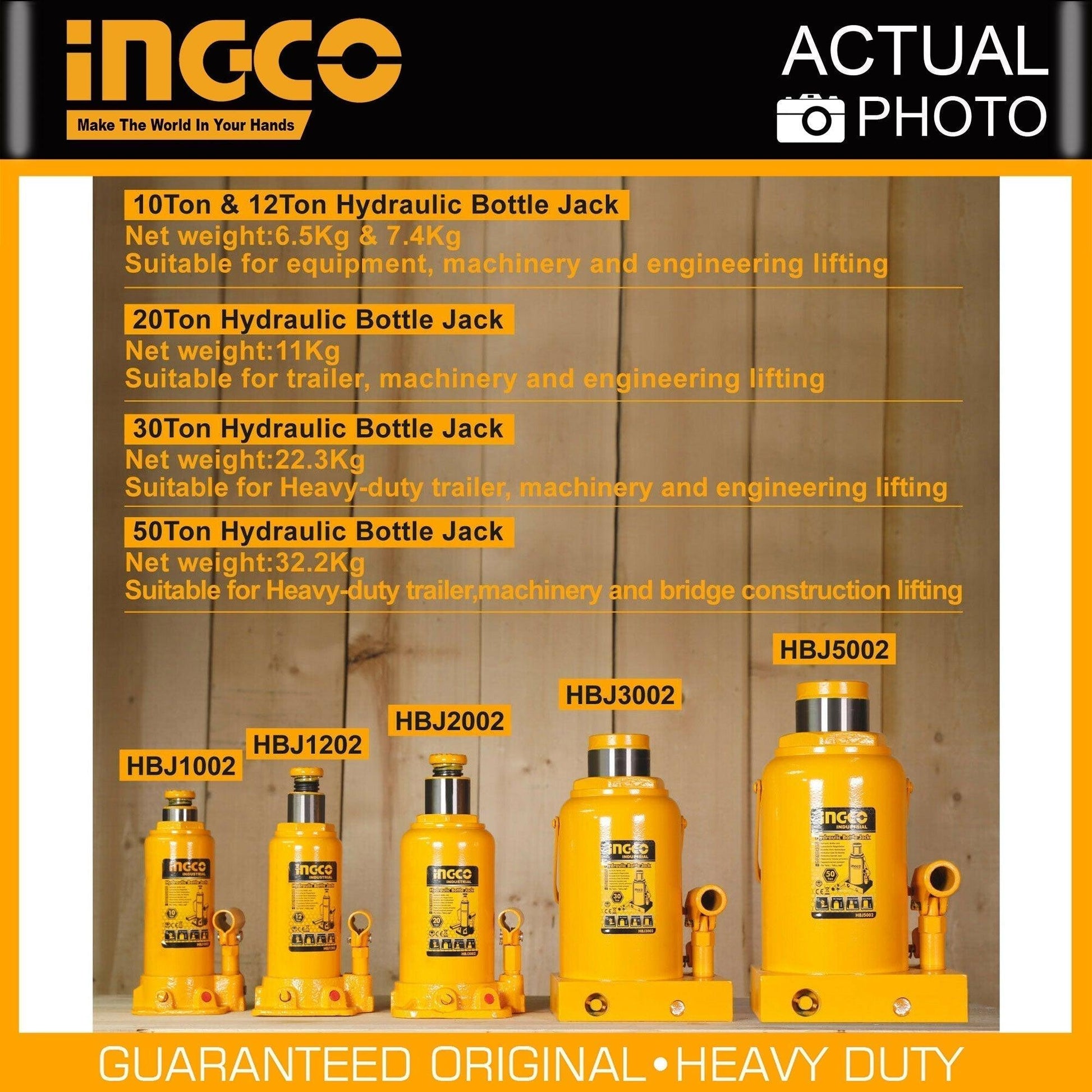 Hydraulic Jack INGCO 20 Ton HBJ2002 Heavy Duty Easy Lift in Pakistan - Pakistan Power Tool 