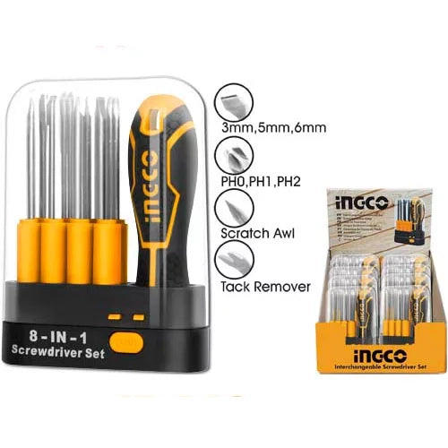 Screwdriver Set 9 Pcs Interchangeable Ingco in Pakistan