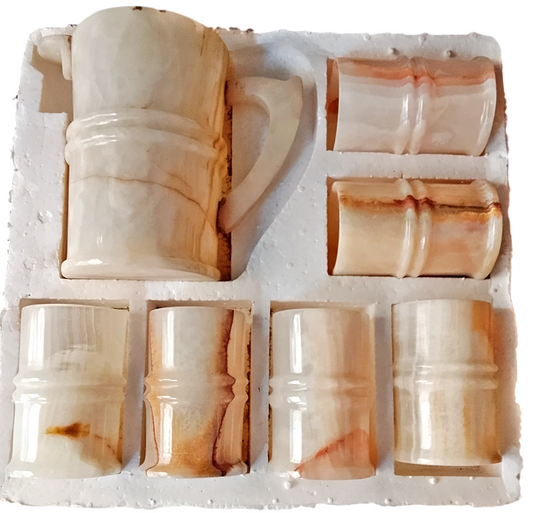 Marble Jug Glass 6 Pcs Set Safari Kitchen Set Crockery in Pakistan