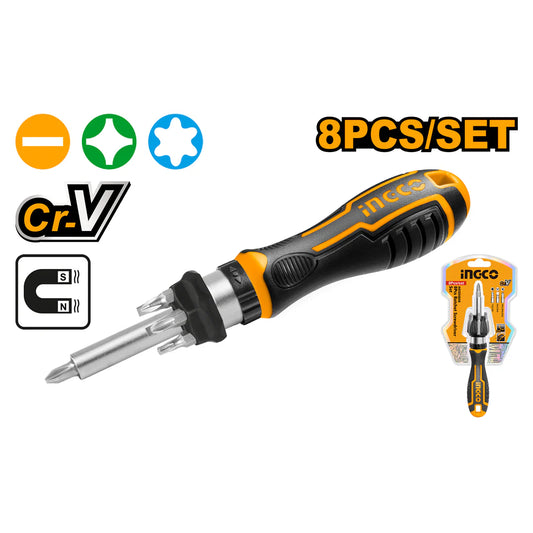 Screwdriver Set 8 Pcs Ratchet Ingco in Pakistan