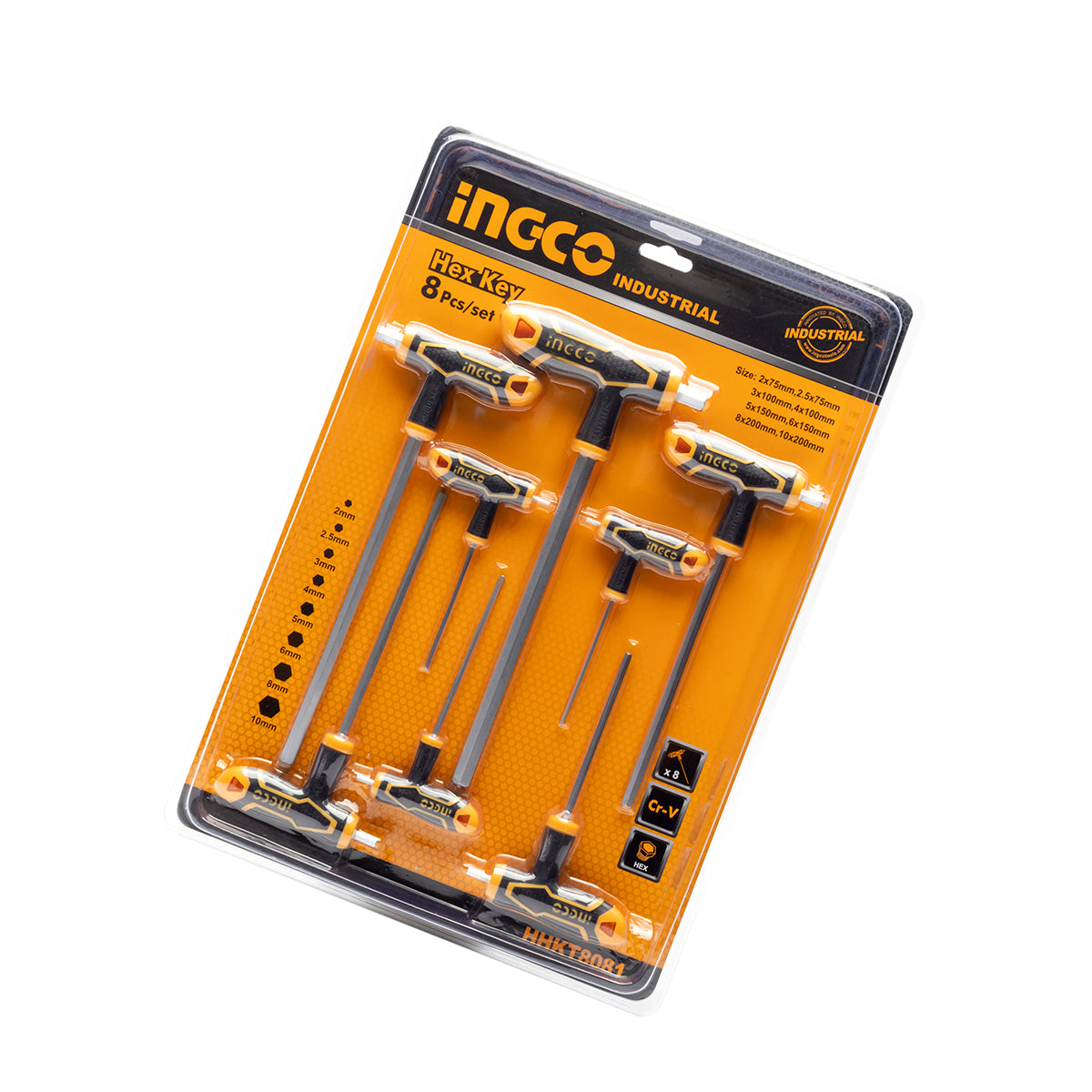 T Handle Hex Wrench 8 Pcs  Set CRV Quick Release Ingco in Pakistan