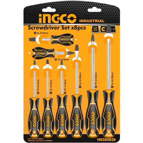 Screwdriver Set 8 Pcs CRV Industrial Ingco in Pakistan