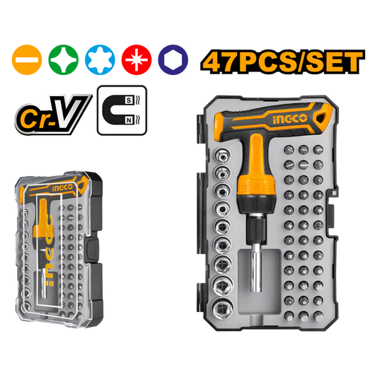 Screwdriver Set 47 Pcs T Handle Wrench  Ingco in Pakistan