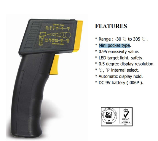 Infrared Thermometer Lutron Taiwan Mini Pocket Type in Pakistan