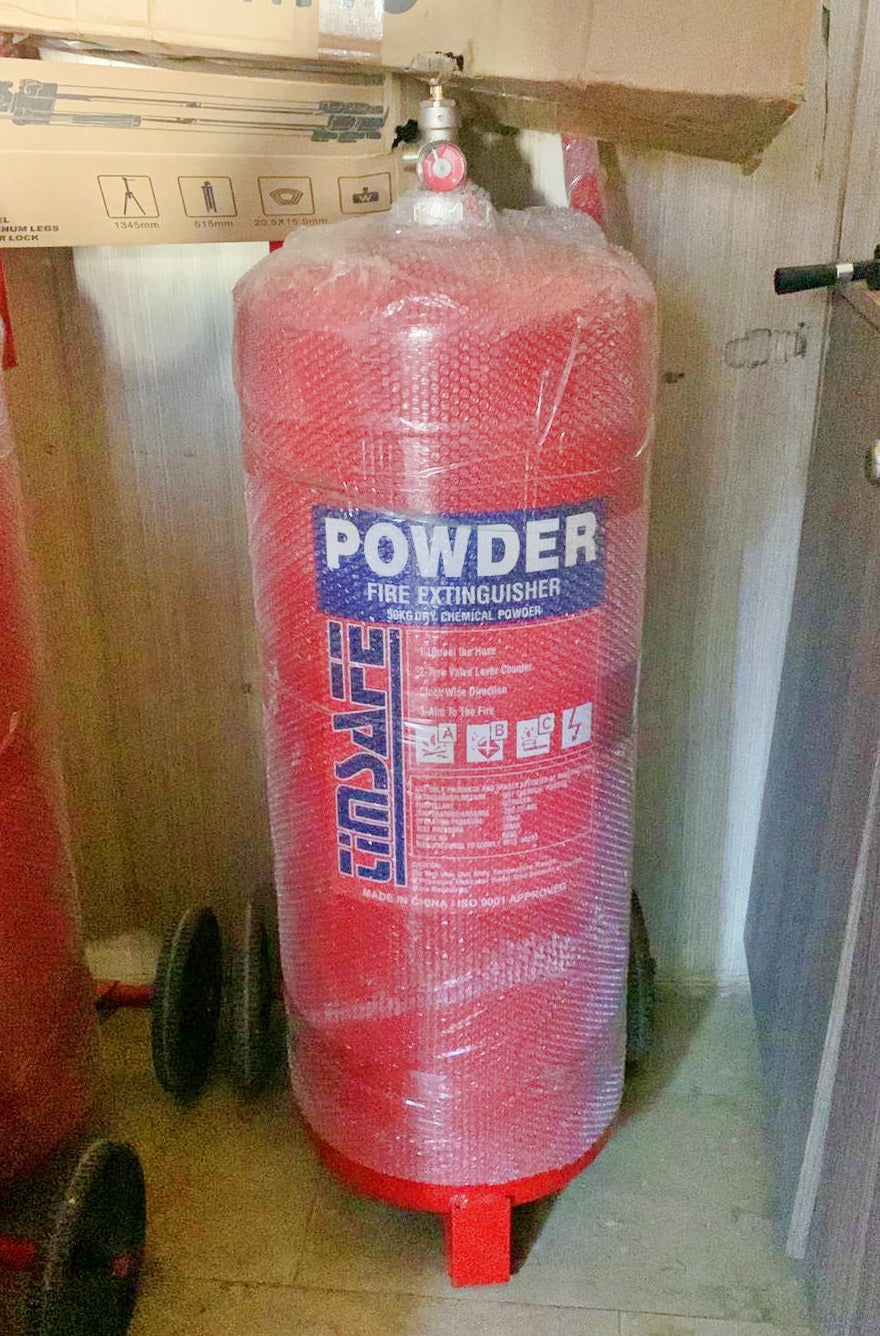 Timsafe Fire Extinguisher Trolley Dry Powder 50 kg Fires in Homes Vehicles Industries in Pakistan