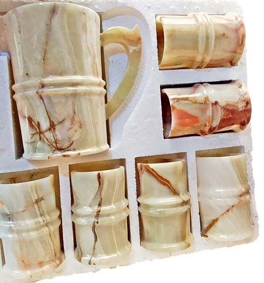 Marble Jug Glass 6 Pcs Set New York Kitchen Set Crockery in Pakistan