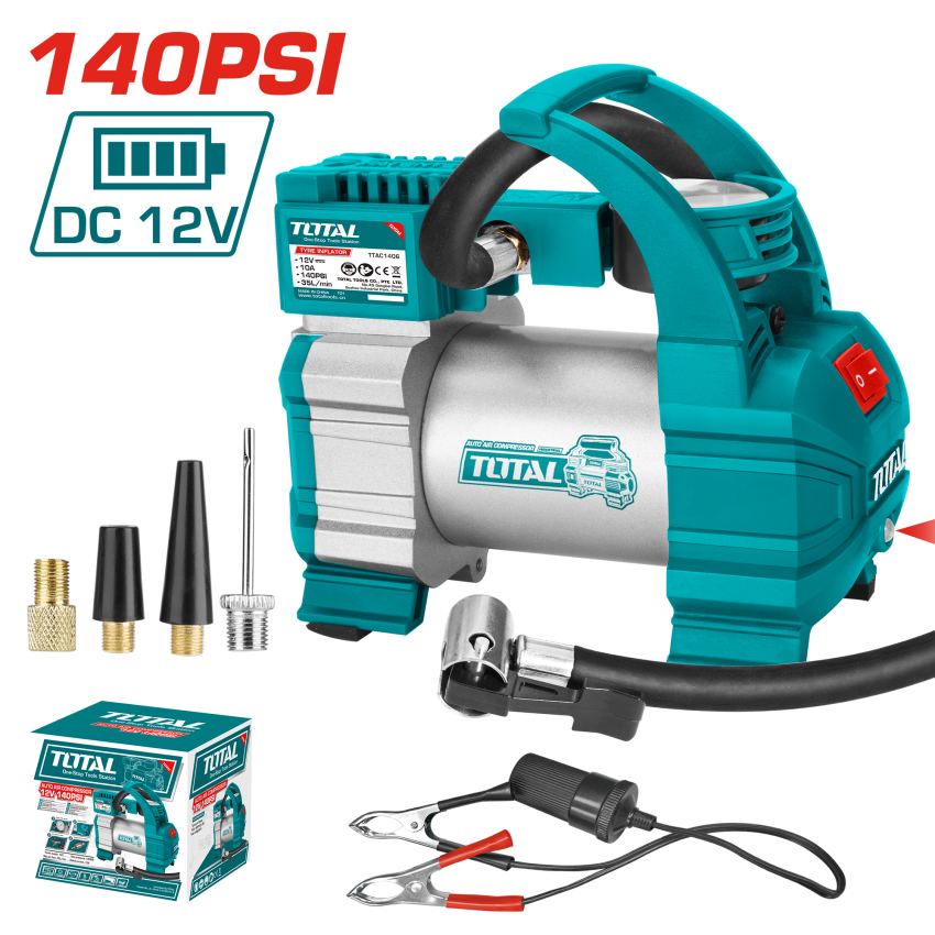 Total Auto Air Compressor with Light 12 Volt 120 psi Industrial Heavy ...