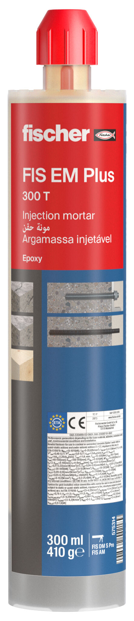 Fischer Epoxy Mortar  FIS EM Plus 300 T 300 ml Economical Epoxy High Performance Cracked Non Cracked Concrete in Pakistan