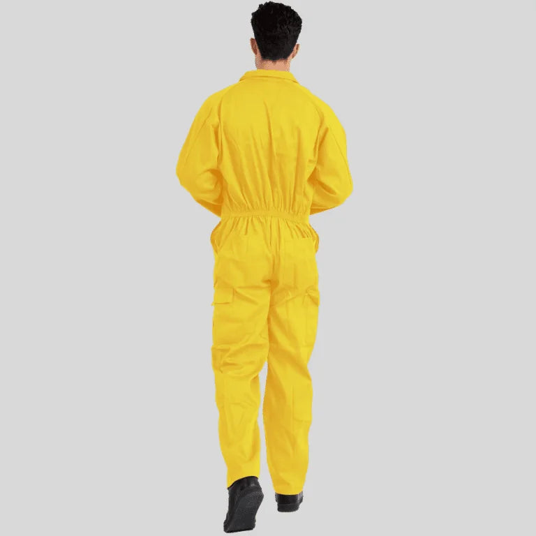 Economical Low Price Industrial Coverall Uniform Without Tape Yellow 100 Percent Cotton 200 GSM in Pakistan