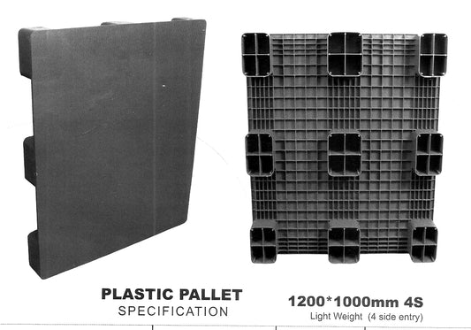 Plastic Pallet Black Plain Top Heavy Duty 4 Side Entry Standard 1500 kg in Pakistan