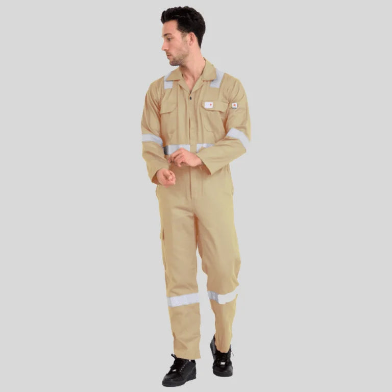 Fire Retardant Industrial Uniform Cotton Coverall Beige 100 Percent Cotton Maximum Visibility Safety in Pakistan