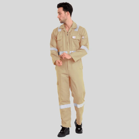 Fire Retardant Industrial Uniform Cotton Coverall Beige 100 Percent Cotton Maximum Visibility Safety in Pakistan