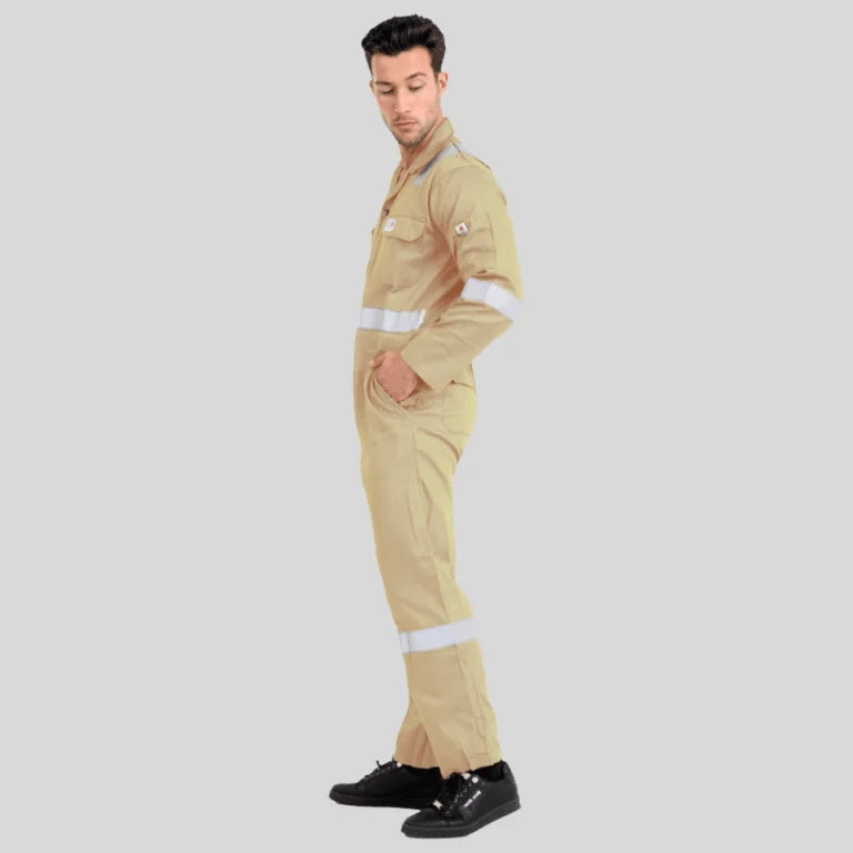 Fire Retardant Industrial Uniform Cotton Coverall Beige 100 Percent Cotton Maximum Visibility Safety in Pakistan
