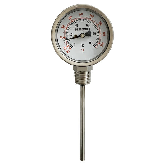 Bi Metal Thermometer 0  - 120 Celsius SS Body Bottom Connection in Pakistan