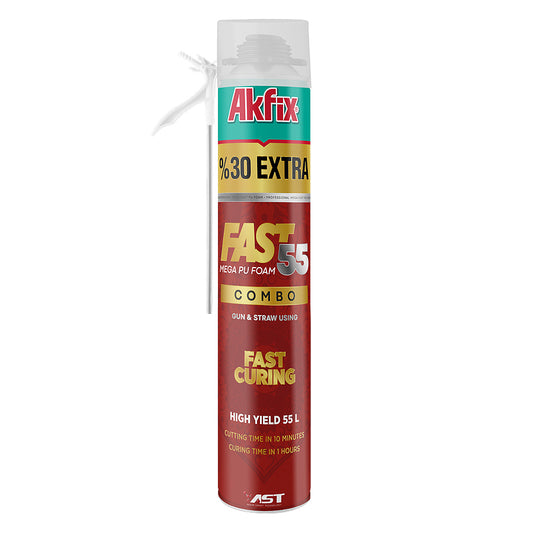 Akfix Fast 55 Combo PU Foam 750ml Fast Curing Straw Gun Foam in Pakistan