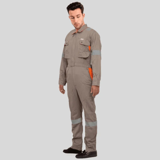 Industrial Uniform Six Functional Pockets Cotton Coverall Gray Orange 100 Percent Cotton Comfortable Light Weight in Pakistan