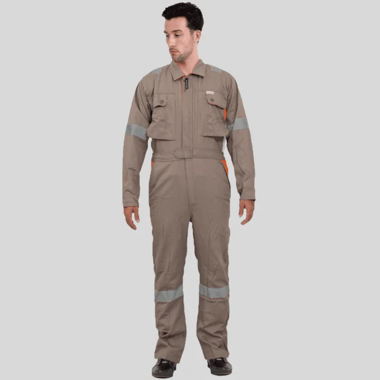 Industrial Uniform Six Functional Pockets Cotton Coverall Gray Orange 100 Percent Cotton Comfortable Light Weight in Pakistan