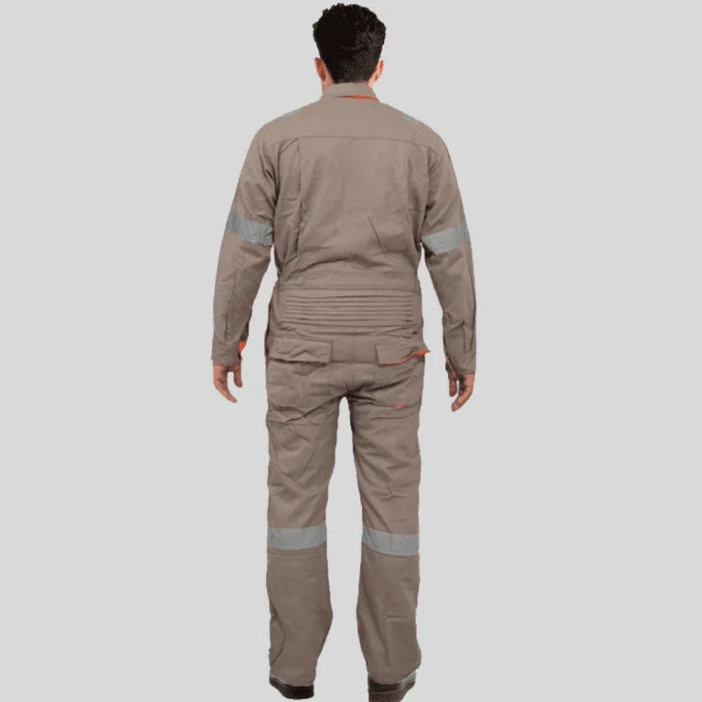 Industrial Uniform Six Functional Pockets Cotton Coverall Gray Orange 100 Percent Cotton Comfortable Light Weight in Pakistan
