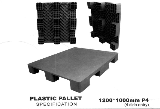Plastic Pallet Black Plain Heavy Duty 4 Side Entry Standard 3000 kg in Pakistan