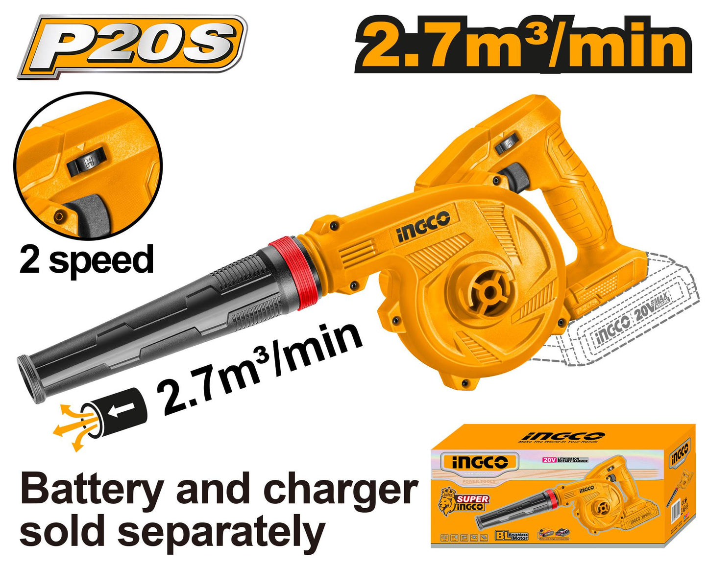 Ingco Lithium Ion Blower 20V 18000 rpm Heavy Duty Industrial in Pakistan